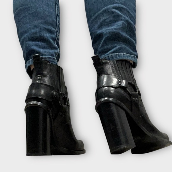 Diesel Black Gold Square-Toe Heeled Harness Ankle Boots - Picture 4 of 16